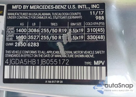 2018 Mercedes-Benz Gle 350 4Matic из США, поврежденный, VIN 4JGDA5HB1JB055172